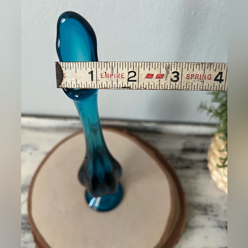 ✨SOLD✨Vintage Viking Blue Mid Century Swung Vase 10.75" Bluenique Handmade Blown - Picture 10 of 10